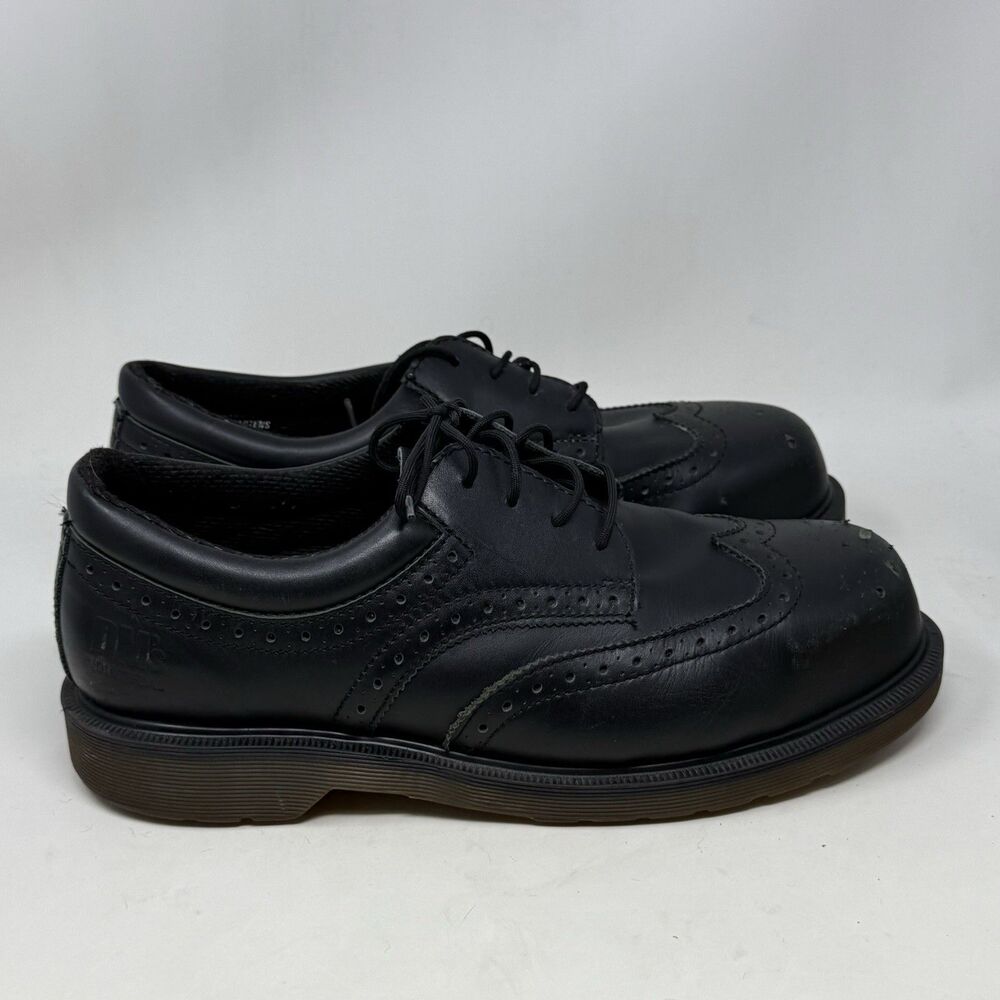 Dr. Martens Industrial Steel Toe Shoe Mens 11 Black Leather Wingtip England Made